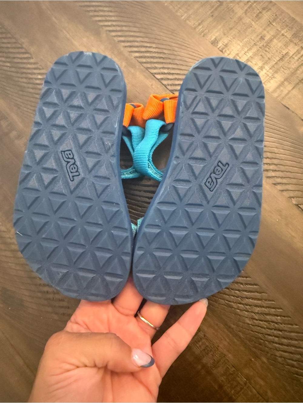 Teva Kids Teal, Light Blue & Orange Strap Sport Kids' Original Universal Sandals - Picture 4 of 6